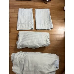 4 Pc Charter Club Damask Queen Lt Blue Sheet Set Soft Smooth Pima Cotton Luxury